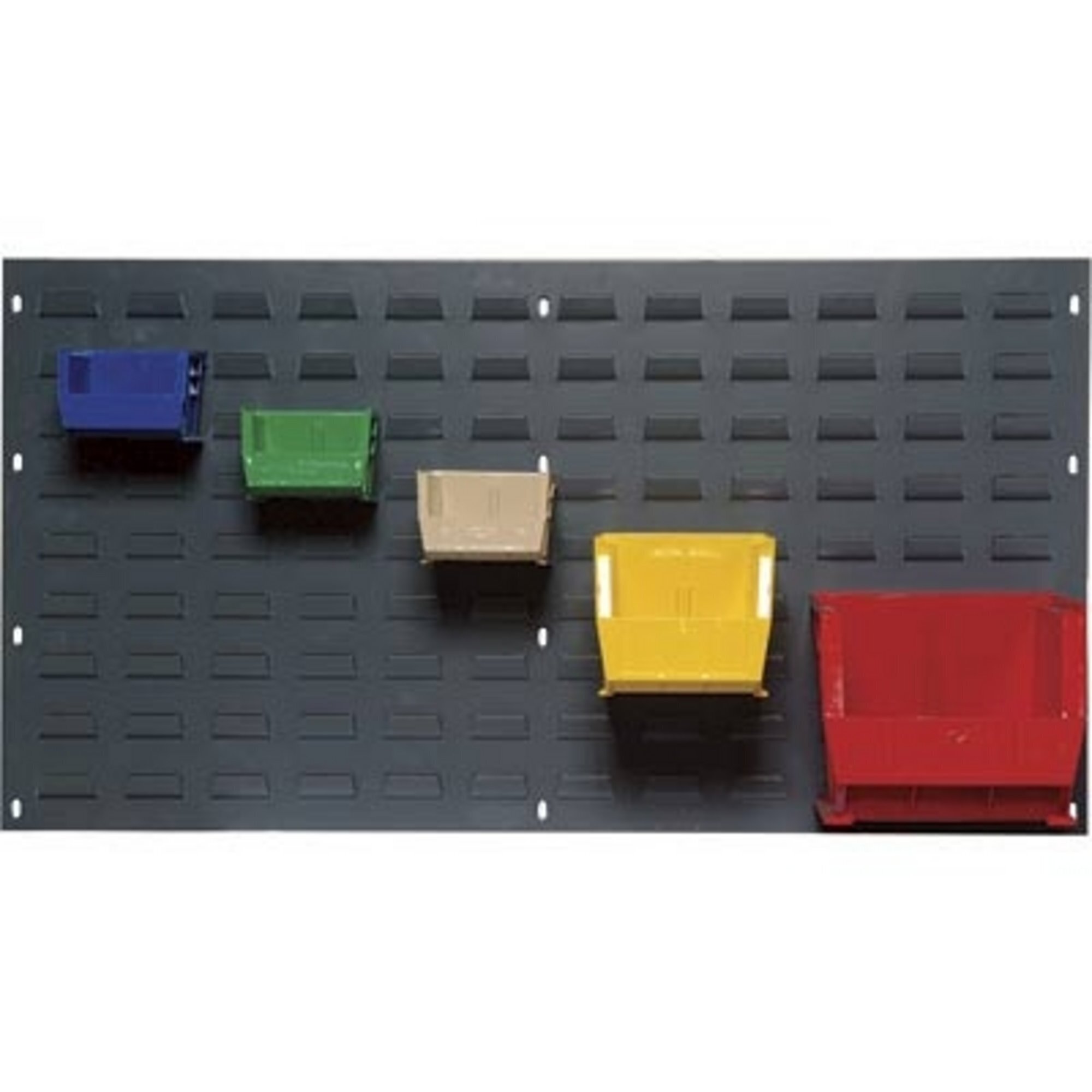 Quantum Storage Louvered Panel with 18 Bins, 36in.L x 19in.H Unit Size, Red Bins, Model# QLP-3619-230-18RD